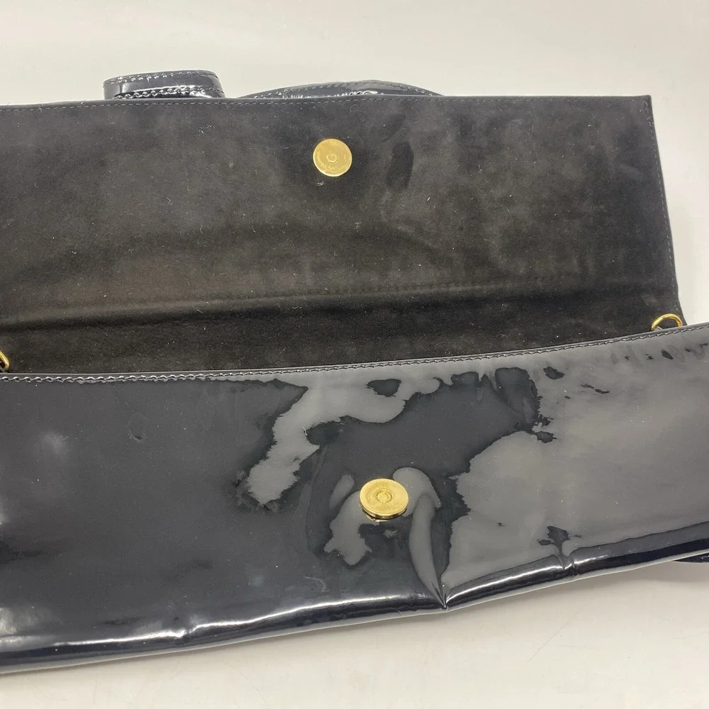Valentino Garavani Patent Leather Shoulder Bag Purse or Clutch Black Ruffles